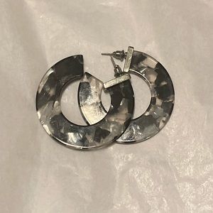 Black and white speckled earrings